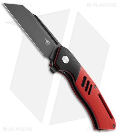 Bestech Knives Rockface Liner Lock Knife Red/Black G-10 (3.5" Black D2)