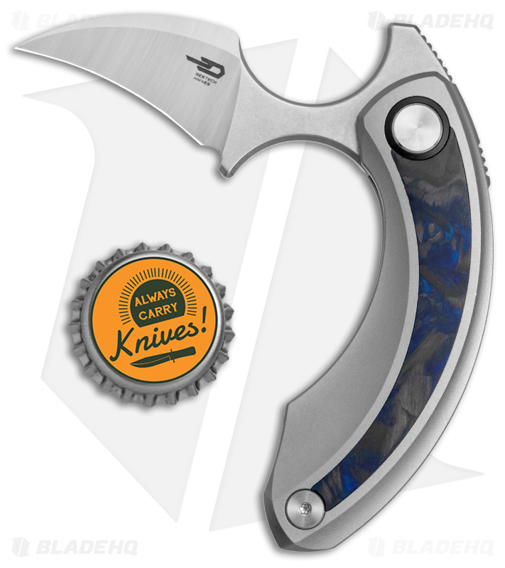 Bestech Knives STRELIT Frame Lock Knife Titanium Blue Carbon Fiber (2.2" SW)