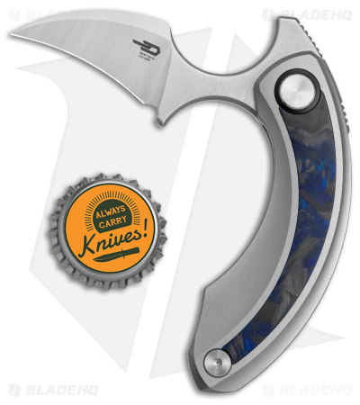 Bestech Knives STRELIT Frame Lock Knife Titanium Blue Carbon Fiber (2.2" SW)