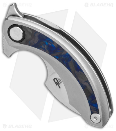 Bestech Knives STRELIT Frame Lock Knife Titanium Blue Carbon Fiber (2.2" SW)