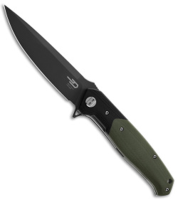 Bestech Knives Swordfish Liner Lock Knife Green/Black G-10 (3.8" Gray) BG03A2