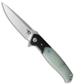 Bestech Knives Swordfish Liner Lock Knife Black/Jade G-10 (3.875" Satin D2)