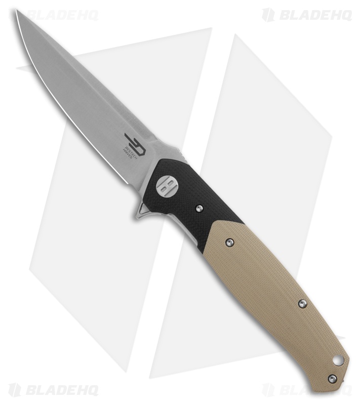 Bestech Knives Swordfish MagnaCut Liner Lock Knife Black/Beige G-10 (3.8" Satin)