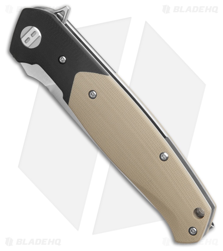Bestech Knives Swordfish MagnaCut Liner Lock Knife Black/Beige G-10 (3.8" Satin)