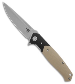 Bestech Knives Swordfish MagnaCut Liner Lock Knife Black/Beige G-10 (3.8" Satin)