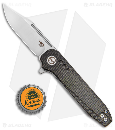 Bestech Knives Syntax Liner Lock Knife Black Micarta (2.9" Satin/SW) BG41D