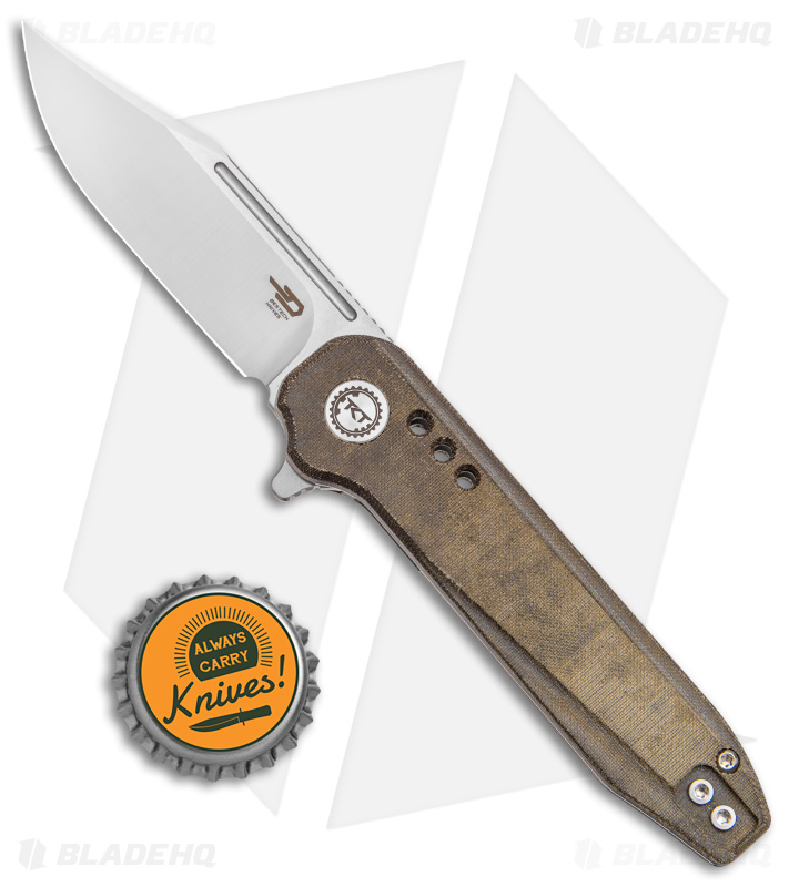 Bestech Knives Syntax Liner Lock Knife Green Micarta (2.9" Satin/SW) BG41E