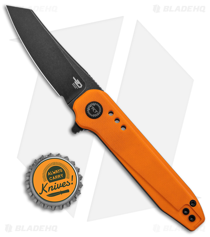 Bestech Knives Syntax Liner Lock Knife Orange G-10 (2.8" Black SW 14C28N) BG40C