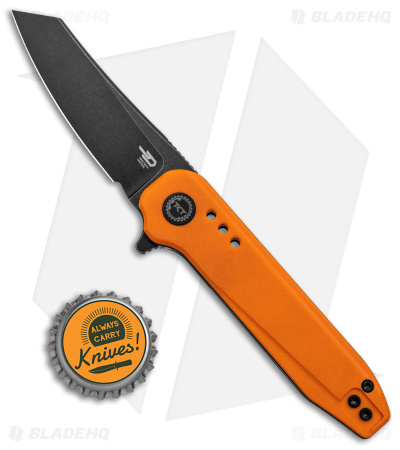 Bestech Knives Syntax Liner Lock Knife Orange G-10 (2.8" Black SW 14C28N) BG40C