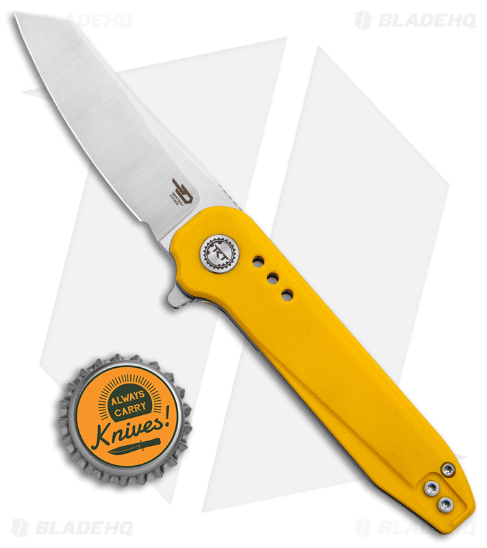 Bestech Knives Syntax Liner Lock Knife Yellow G-10 (2.8" Satin/SW 14C28N) BG40B