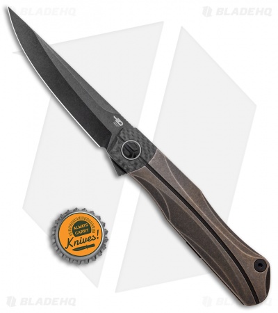 Bestech Knives Thyra Frame Lock Knife Bronze/Carbon Fiber (3.6" Black)