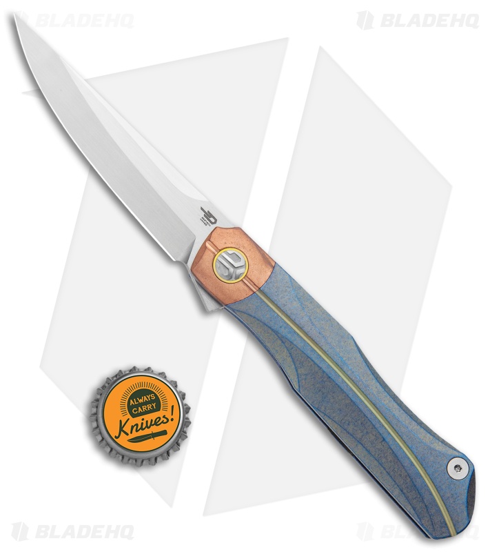 Bestech Knives Thyra Frame Lock Knife Retro Blue/Copper (3.6" Satin)