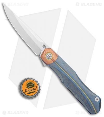 Bestech Knives Thyra Frame Lock Knife Retro Blue/Copper (3.6" Satin)
