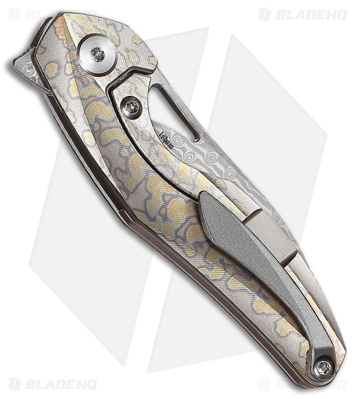 Bestech Knives Isham Reticulan Frame Lock Knife Flamed Ti (2" Damascus)