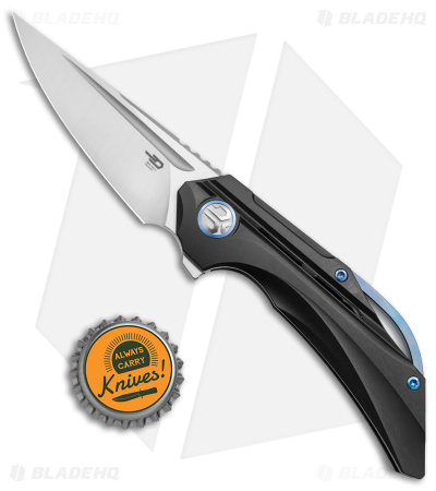 Bestech Knives Vigil Frame Lock Knife Black Titanium (3.3" Satin) BT2201C