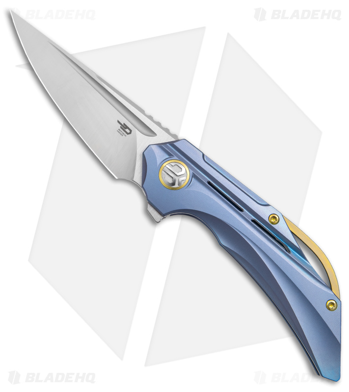 Bestech Knives Vigil Frame Lock Knife Blue Titanium (3.3" Satin) BT2201B