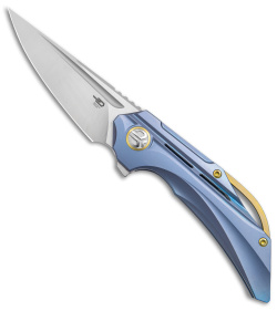 Bestech Knives Vigil Frame Lock Knife Blue Titanium (3.3" Satin) BT2201B