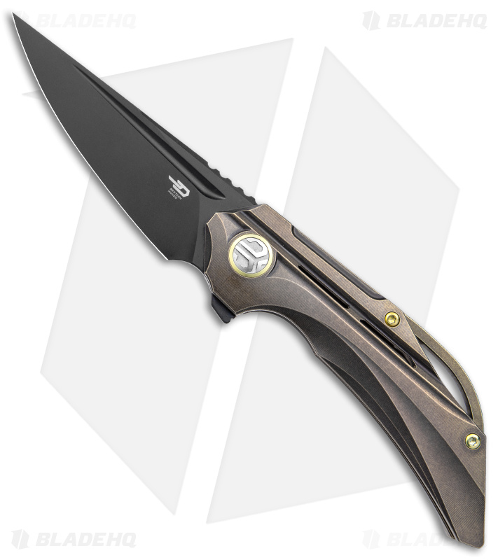 Bestech Knives Vigil Frame Lock Knife Titanium Bronze (3.3" Black ) BT2201D