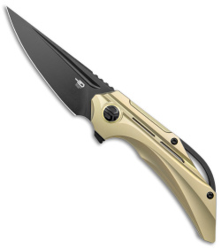 Bestech Knives Vigil Frame Lock Knife Gold Titanium (3.3" Black) BT2201E