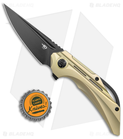 Bestech Knives Vigil Frame Lock Knife Gold Titanium (3.3" Black) BT2201E