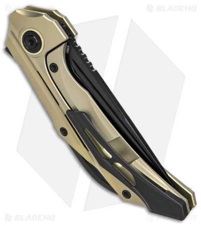 Bestech Knives Vigil Frame Lock Knife Gold Titanium (3.3" Black) BT2201E