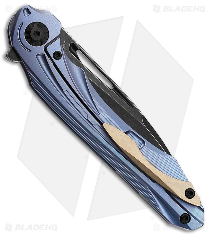 Bestech Knives Wibra Frame Lock Knife Blue Ti (3.5" Black M390)