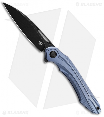Bestech Knives Wibra Frame Lock Knife Blue Ti (3.5" Black M390)