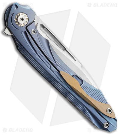 Bestech Knives Wibra Frame Lock Knife Blue Ti (3.5" Satin M390)