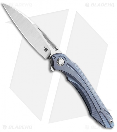 Bestech Knives Wibra Frame Lock Knife Blue Ti (3.5" Satin M390)