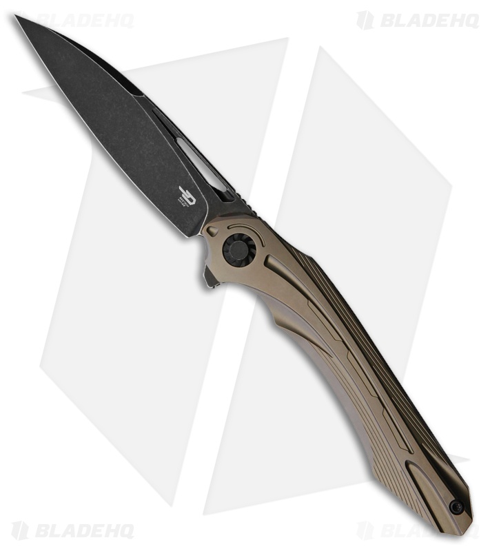 Bestech Knives Wibra Frame Lock Knife Gray Ti (3.5" Black M390)