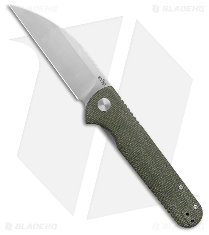 B'yond EDC Pinkerton Slim Liner Lock Knife Green Micarta (3.9" Satin)
