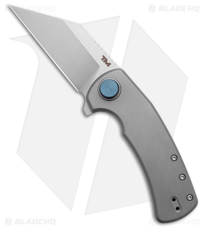 B'yond EDC Terra Mundi Wharning Button Lock Knife Gray Titanium (3.1" Satin)