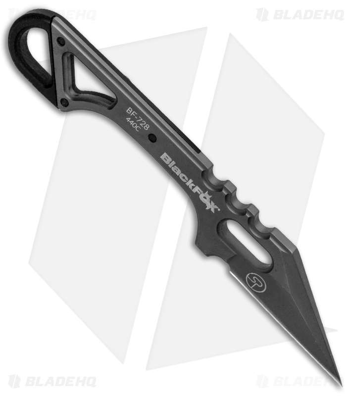 BlackFox Panchenko Spike Tactical Fixed Blade Neck Knife Black G-10 (1.5" Gray)
