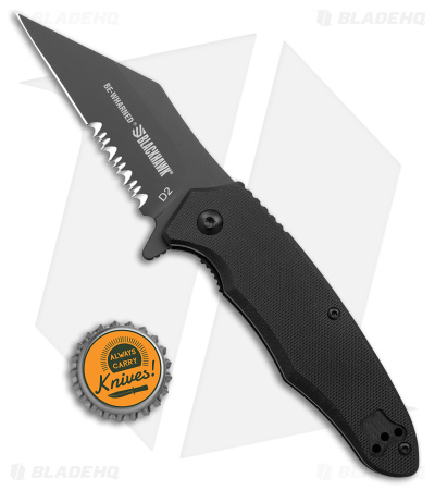 Blackhawk Be-Wharned Sideliner Knife Black G-10 (3.25" Black Partial Serrated)