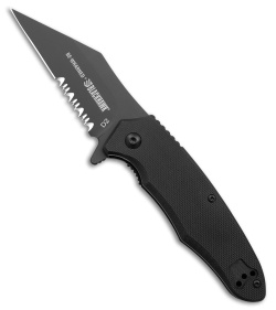 Blackhawk Be-Wharned Sideliner Knife Black G-10 (3.25" Black Partial Serrated)