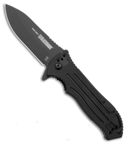 Blackhawk Point Man  Sideliner Liner Lock Knife Black G-10 (3.4" Black DLC) 