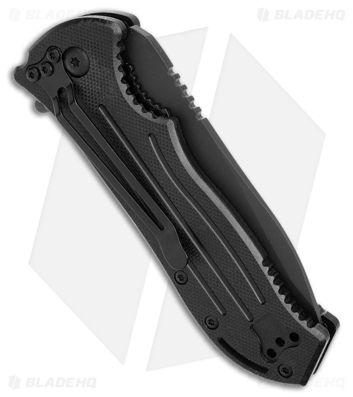Blackhawk Point Man  Sideliner Liner Lock Knife Black G-10 (3.4" Black DLC) Serr