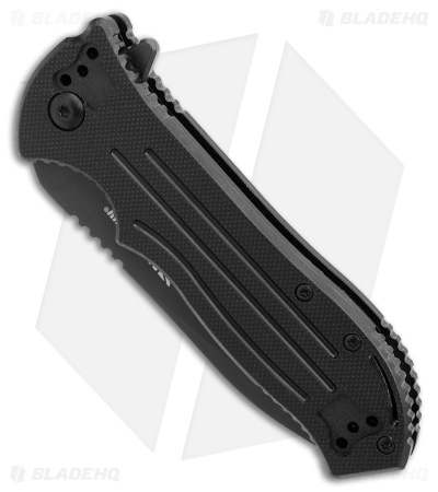 Blackhawk Point Man  Sideliner Liner Lock Knife Black G-10 (3.4" Black DLC) Serr