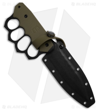 Blackside Customs Trench Boss Fixed Blade Knife OD Green G-10 (5.6" Black)