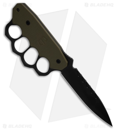 Blackside Customs Trench Boss Fixed Blade Knife OD Green G-10 (5.6" Black)