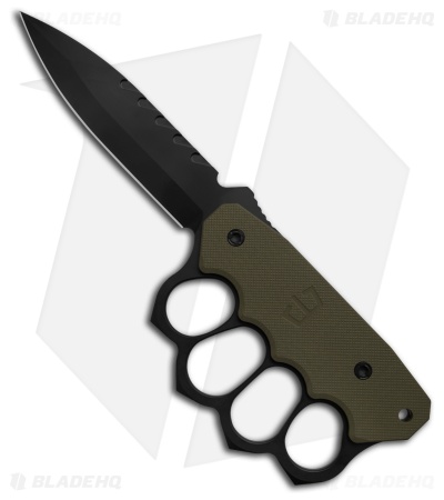 Blackside Customs Trench Boss Fixed Blade Knife OD Green G-10 (5.6" Black)