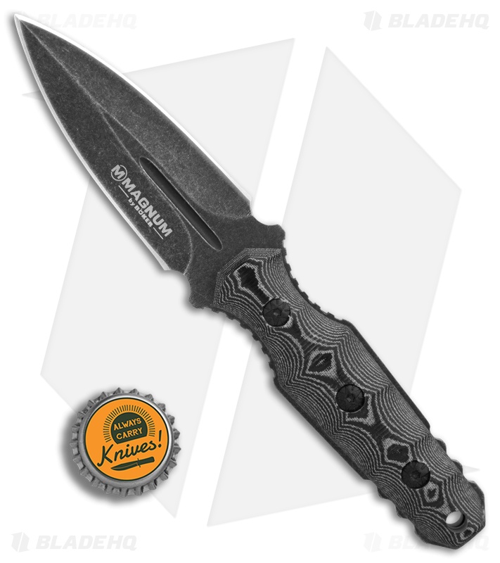Boker Magnum Lil' Grave Digger Fixed Blade Knife Micarta (3.7" Black SW) 02SC518