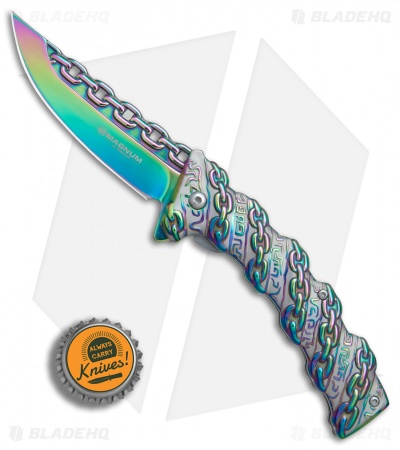 Boker Magnum Chained Rainbow Spring Assisted Knife (3.375" Spectrum) 01MB635