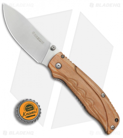 Boker Magnum Pakka Hunter Liner Lock Knife Wood (3.6" Satin) 01MB700