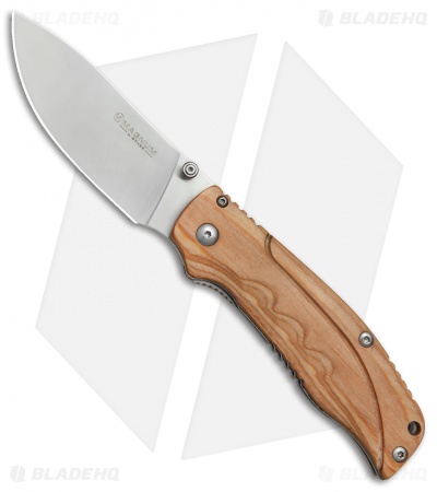 Boker Magnum Pakka Hunter Liner Lock Knife Wood (3.6" Satin) 01MB700
