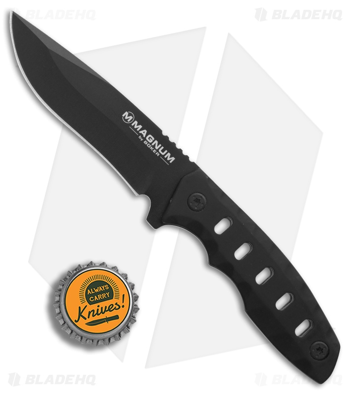 Boker Magnum Oblong Hole Fixed Blade Knife Black Neoprene (3.3" Black) 02RY689