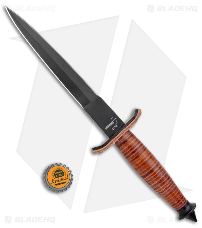 Boker Plus V-42 Devil's Brigade Fixed Blade Knife Leather (7" Black) 02BO1942