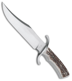 Boker Stag Bowie N690 Fixed Blade Knife Stag (Satin Bohler N690)