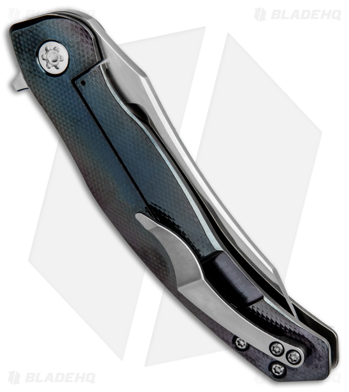 Bond Knives Custom Huli Maka Flip Frame Lock Knife Black Polish Ti (3.75" Satin)