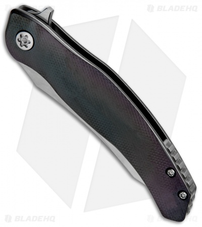 Bond Knives Custom Huli Maka Flip Frame Lock Knife Black Polish Ti (3.75" Satin)